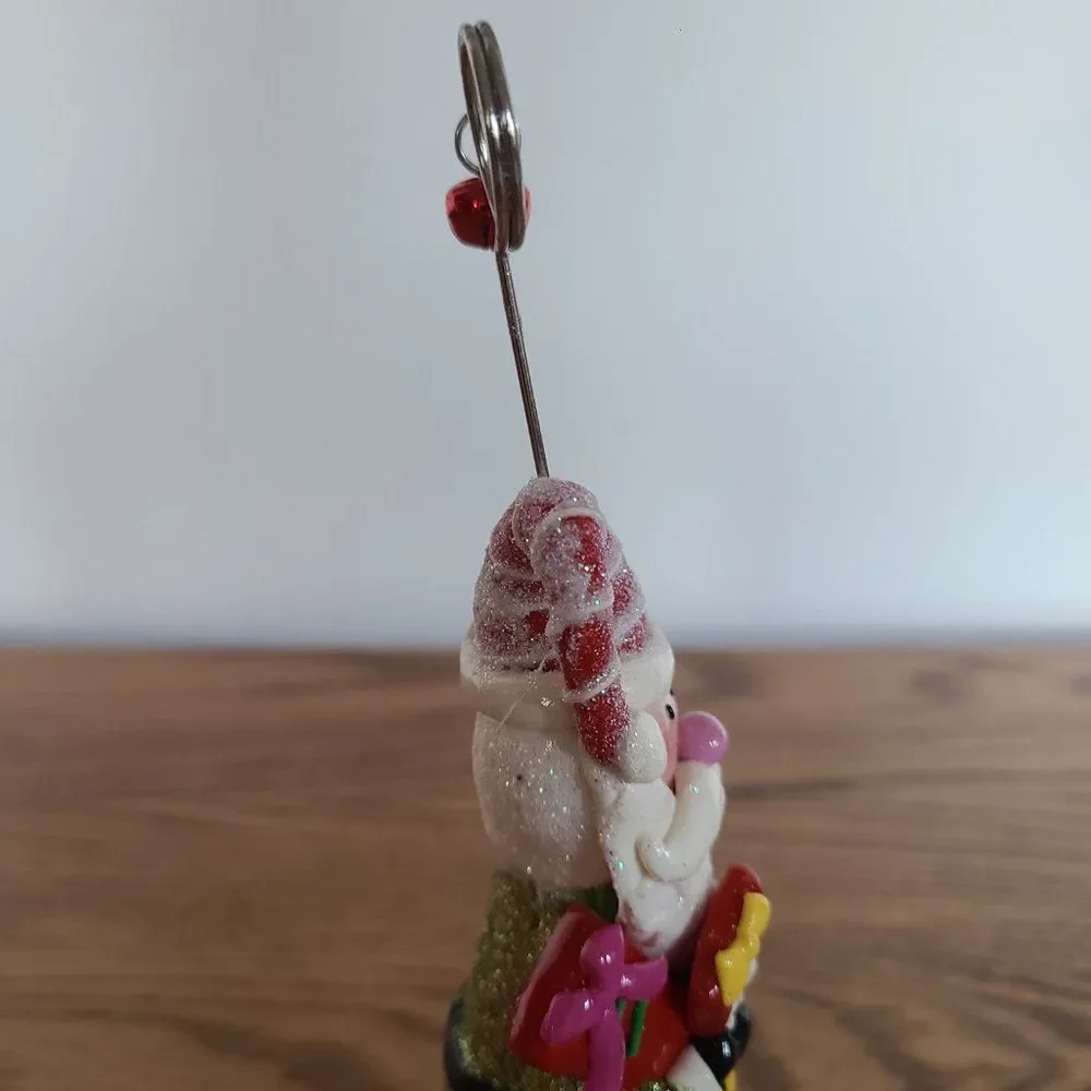Pier 1 Modeled Polymer Clay Santa Spiral Photo Message Notecard Holder Figurine
